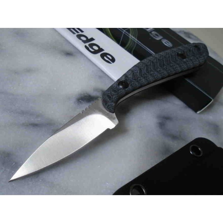 Couteau de Cou Fox Edge Manche G10 Black/Blue Lame Acier Inox Etui Kydex FE007 - Livraison Gratuite