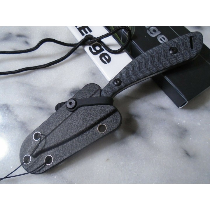 Couteau de Cou Fox Edge Manche G10 Black/Blue Lame Acier Inox Etui Kydex FE007 - Livraison Gratuite