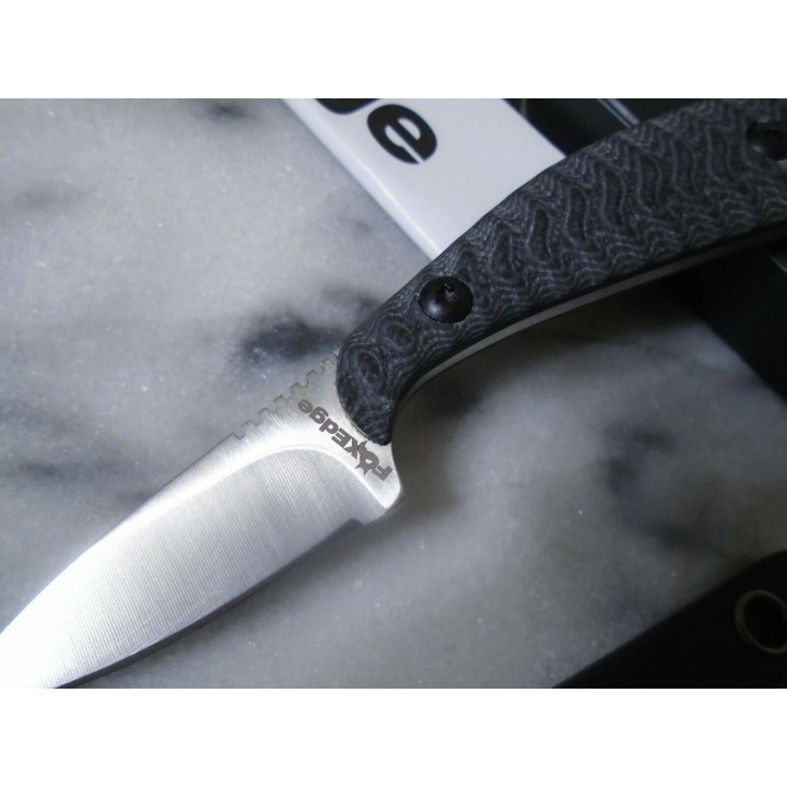 Couteau de Cou Fox Edge Manche G10 Black/Blue Lame Acier Inox Etui Kydex FE007 - Livraison Gratuite