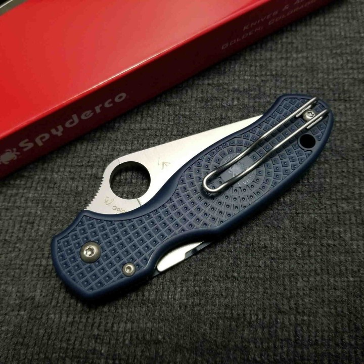 Couteau Spyderco Paramilitary 3 Lame Acier CPM-SPY27 Manche Blue FRN Compression Lock Made USA SC223PCBL - Livraison Gratuite