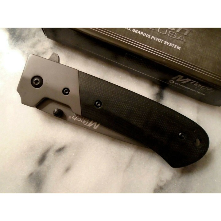 MT1067GY Couteau Mtech Roulement à Billes Lame Acier 3Cr13 Manche G10 - Livraison Gratuite