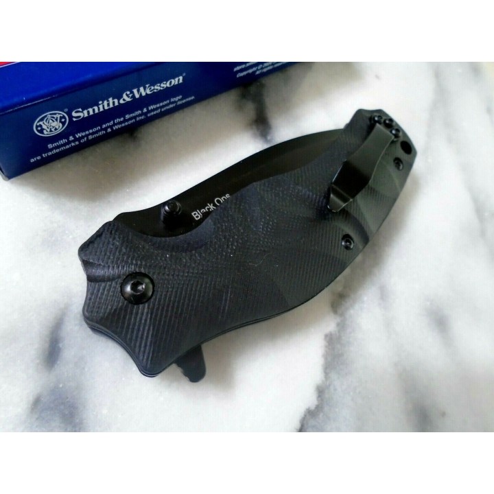 Couteau Smith&Wesson Black Ops Recurve A/O Lame Acier 8Cr13MoV Manche G10 Linerlock Clip SW1147098 - Livraison Gratuite