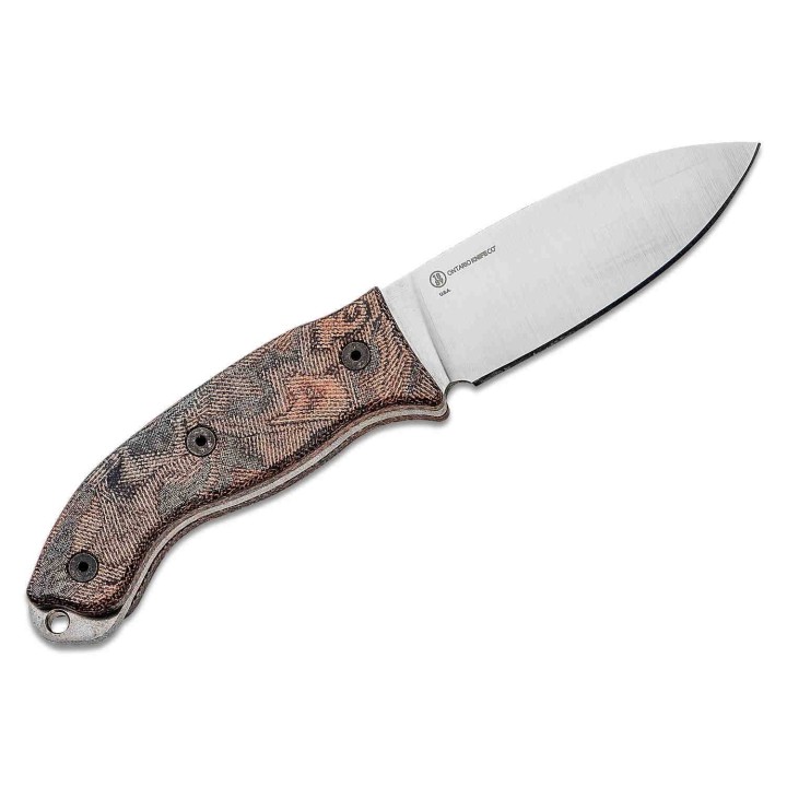 Couteau Bushcraft Ontario Hiking Lame Acier 420HC Manche Micarta Etui Cuir Made In USA ON8187 - Livraison Gratuite