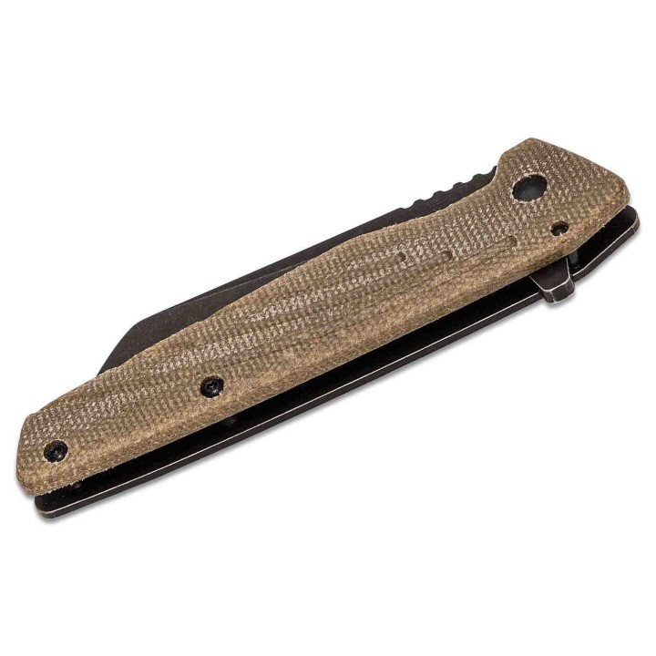 Couteau Ontario Besra Cleaver Lame Acier AUS-8 Manche Micarta/Titane IKBS Framelock Clip ON9000 - Livraison Gratuite