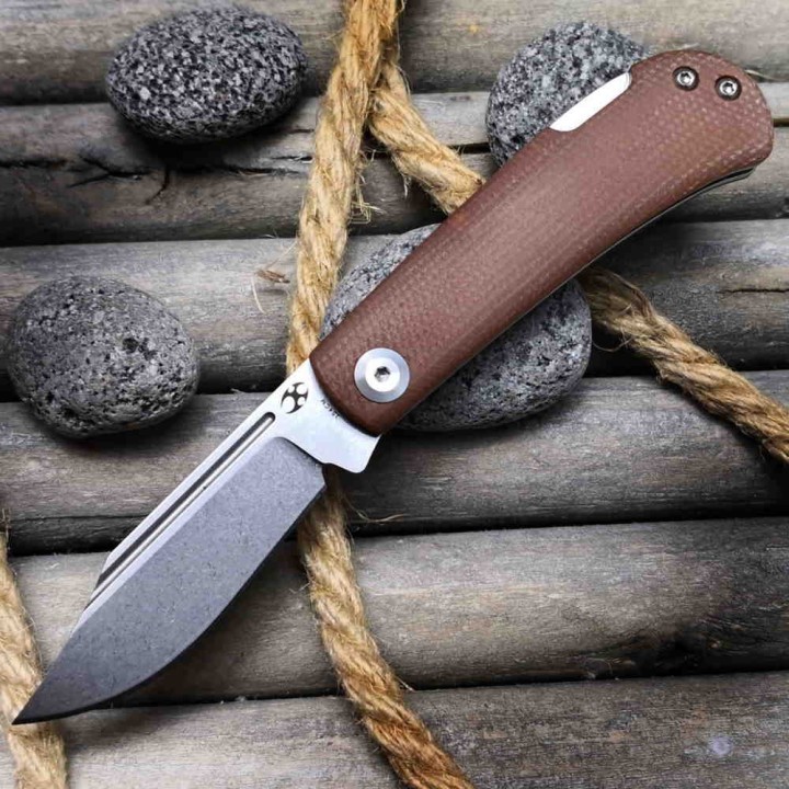 Couteau Kansept Wedge Brown Manche Micarta Lame Acier 154CM Lockback KT2026B3 - Livraison Gratuite