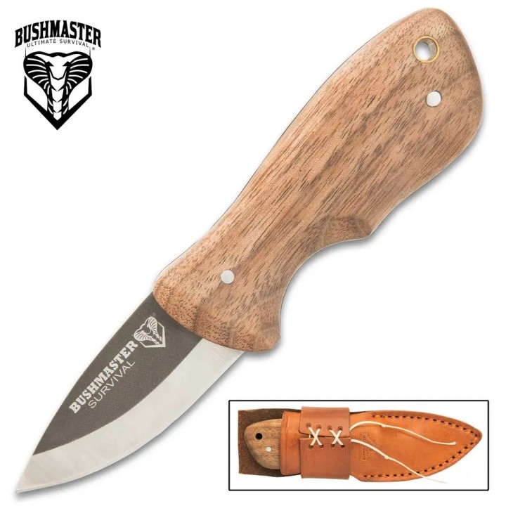 Couteau United Cutlery Bushmaster Marajó Bushraft Lame Acier Carbone 1095 Manche Bois Etui Cuir UC3454 - Livraison Gratuite