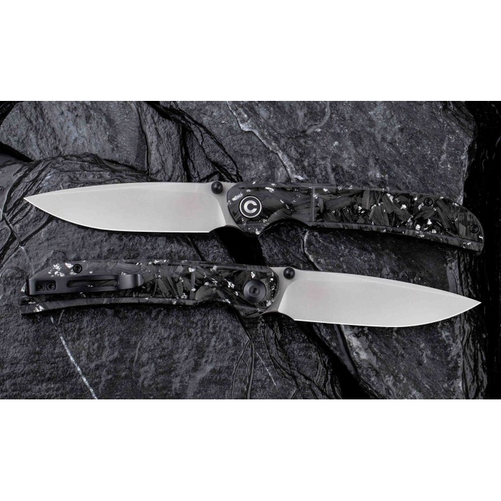 Couteau CIVIVI Imperium Silver Shred Lame Acier Nitro-V Manche FCarbone IKBS Linerlock Clip CIVC2106B - Livraison Gratuite