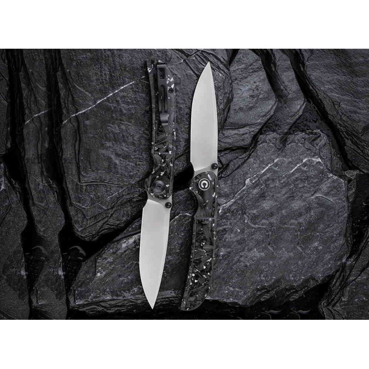 Couteau CIVIVI Imperium Silver Shred Lame Acier Nitro-V Manche FCarbone IKBS Linerlock Clip CIVC2106B - Livraison Gratuite