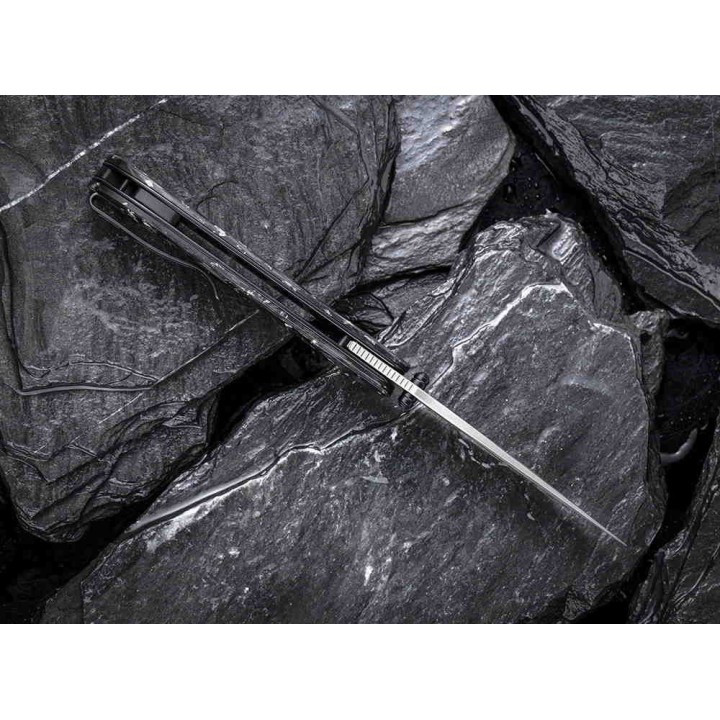 Couteau CIVIVI Imperium Silver Shred Lame Acier Nitro-V Manche FCarbone IKBS Linerlock Clip CIVC2106B - Livraison Gratuite