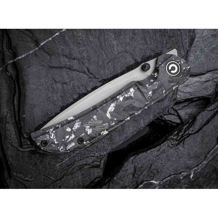 Couteau CIVIVI Imperium Silver Shred Lame Acier Nitro-V Manche FCarbone IKBS Linerlock Clip CIVC2106B - Livraison Gratuite