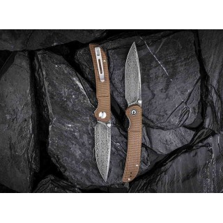 Couteau CIVIVI Imperium Damas Manche Brown Micarta IKBS Linerlock Clip CIVC2107DS1 - Livraison Gratuite