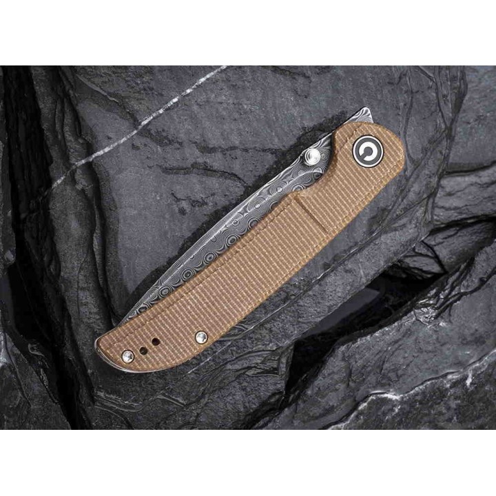Couteau CIVIVI Imperium Damas Manche Brown Micarta IKBS Linerlock Clip CIVC2107DS1 - Livraison Gratuite