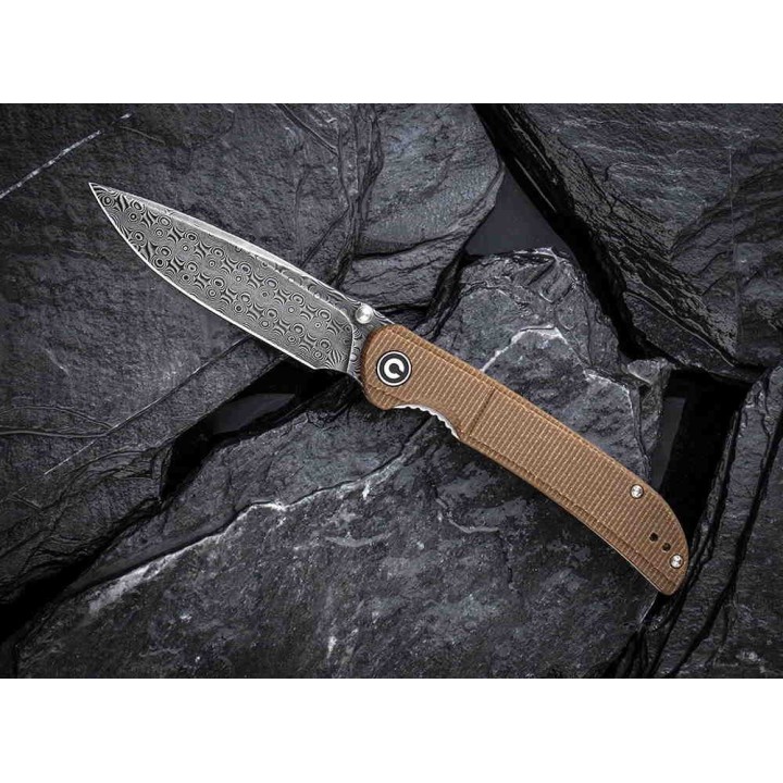 Couteau CIVIVI Imperium Damas Manche Brown Micarta IKBS Linerlock Clip CIVC2107DS1 - Livraison Gratuite