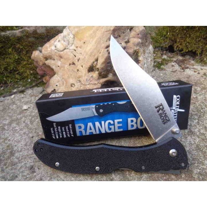 Couteau Cold Steel Range Boss Lame Acier 4034 Manche GRN Black Lockback Clip CS20KR5 - Livraison Gratuite