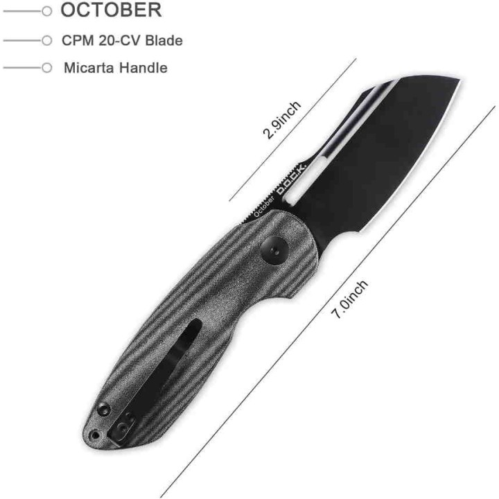 Couteau Kizer October Black Lame CPM-20CV Manche Micarta Linerlock Clip KIV3569A1 - Livraison Gratuite