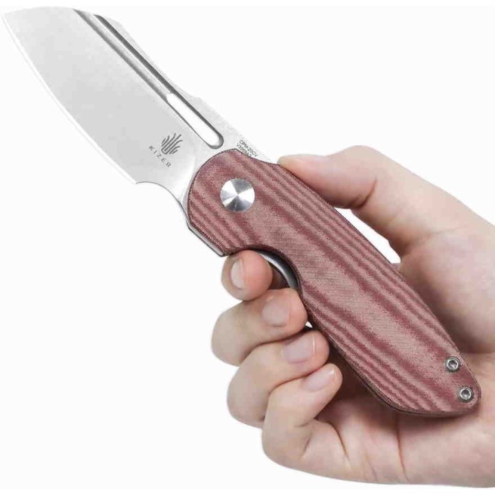 Couteau Kizer October Red Lame CPM-20CV Manche Micarta Linerlock Clip KIV3569A2 - Livraison Gratuite
