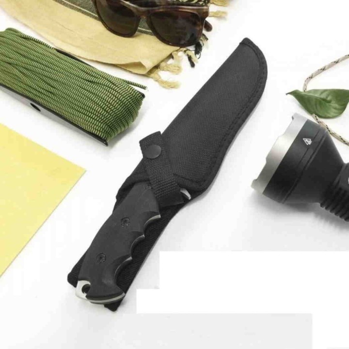 Couteau Bowie Chasseur d'Ours Lame Acier 440 Manche G10 Etui Nylon STT228522 - Livraison Gratuite