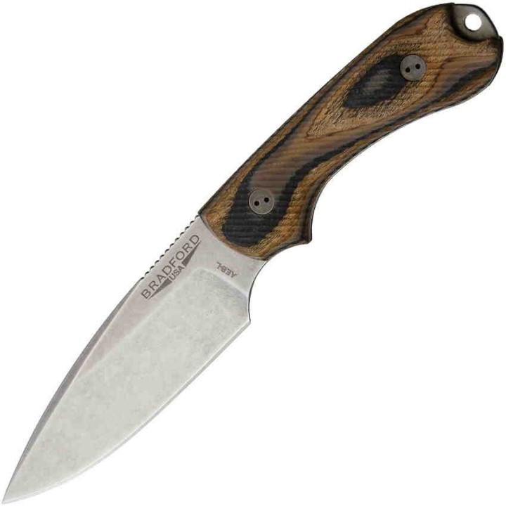 Couteau Bradford Guardian 3 3D Lame Acier AEB-L Manche G-Wood Etui Cuir Made USA BRAD3FE115A - Livraison Gratuite