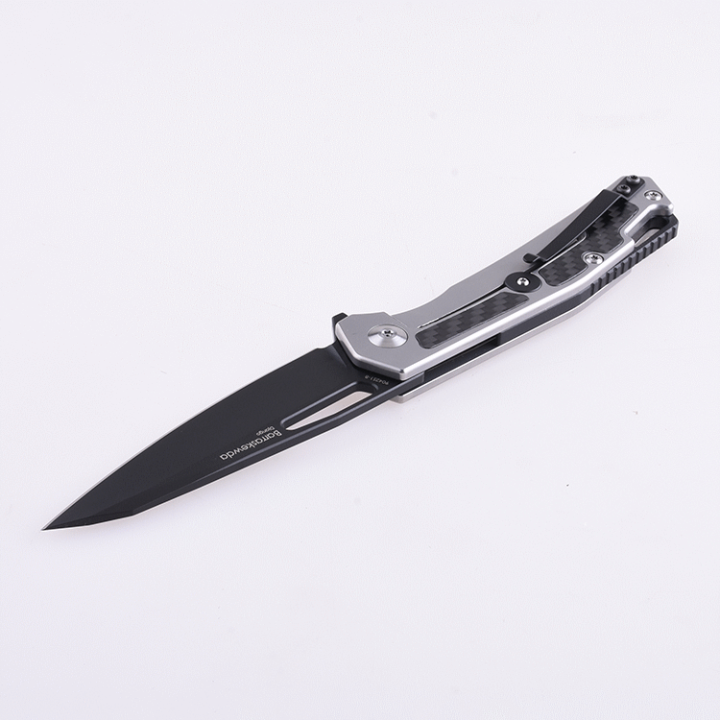 Couteau Shieldon Barraskewda Black Lame D2 Manche FCarbone IKBS Framelock Etui Nylon SHI9042S1B - Livraison Gratuite