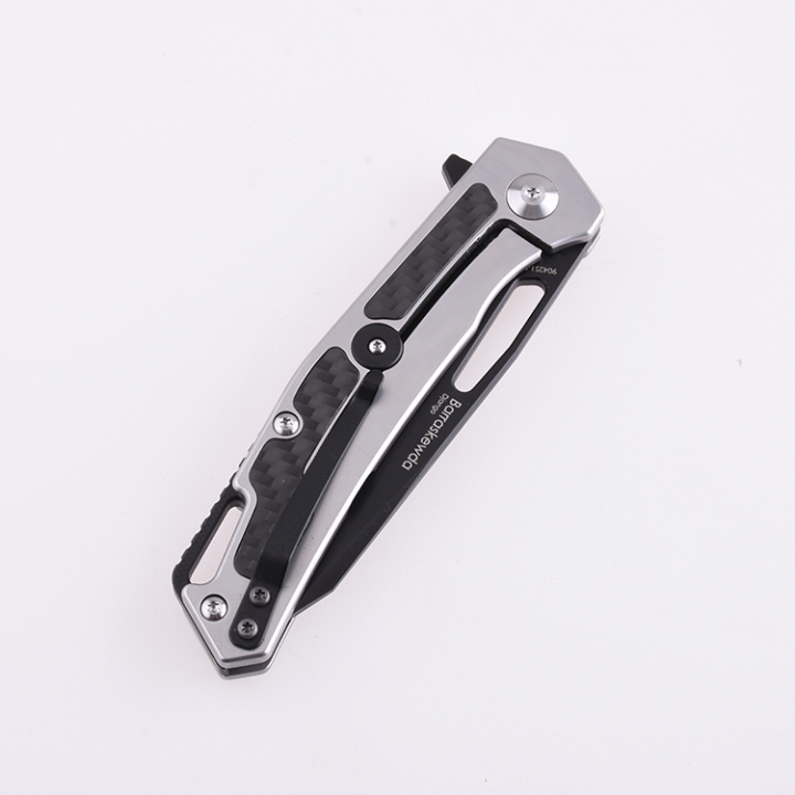 Couteau Shieldon Barraskewda Black Lame D2 Manche FCarbone IKBS Framelock Etui Nylon SHI9042S1B - Livraison Gratuite