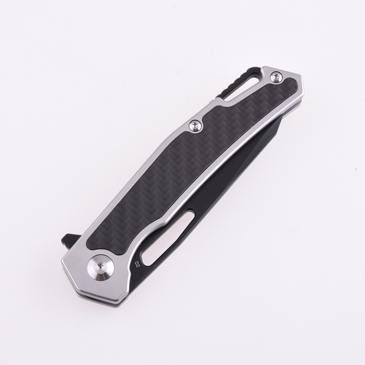 Couteau Shieldon Barraskewda Black Lame D2 Manche FCarbone IKBS Framelock Etui Nylon SHI9042S1B - Livraison Gratuite