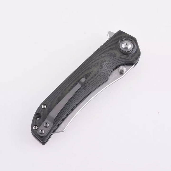 Couteau Shieldon Tortank Damas Lame 67 Couches Manche G10 IKBS Linerlock Clip Etui Nylon SHI7091D - Livraison Gratuite