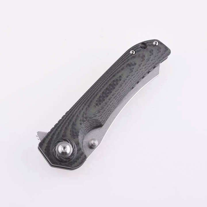 Couteau Shieldon Tortank Damas Lame 67 Couches Manche G10 IKBS Linerlock Clip Etui Nylon SHI7091D - Livraison Gratuite