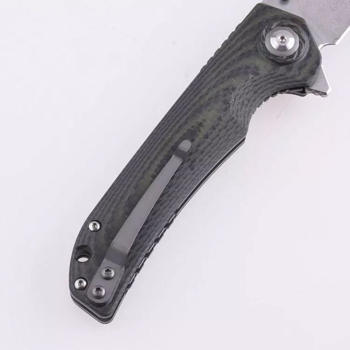 Couteau Shieldon Tortank Damas Lame 67 Couches Manche G10 IKBS Linerlock Clip Etui Nylon SHI7091D - Livraison Gratuite