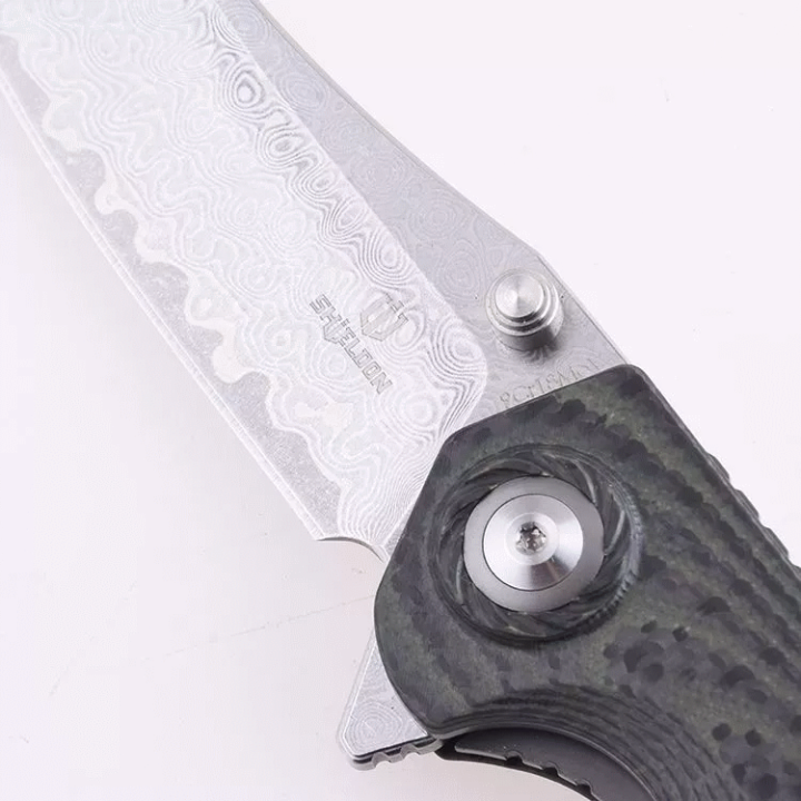 Couteau Shieldon Tortank Damas Lame 67 Couches Manche G10 IKBS Linerlock Clip Etui Nylon SHI7091D - Livraison Gratuite
