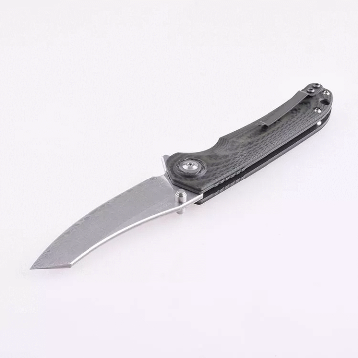 Couteau Shieldon Tortank Damas Lame 67 Couches Manche G10 IKBS Linerlock Clip Etui Nylon SHI7091D - Livraison Gratuite