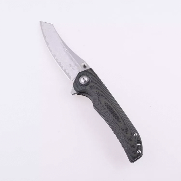 Couteau Shieldon Tortank Damas Lame 67 Couches Manche G10 IKBS Linerlock Clip Etui Nylon SHI7091D - Livraison Gratuite