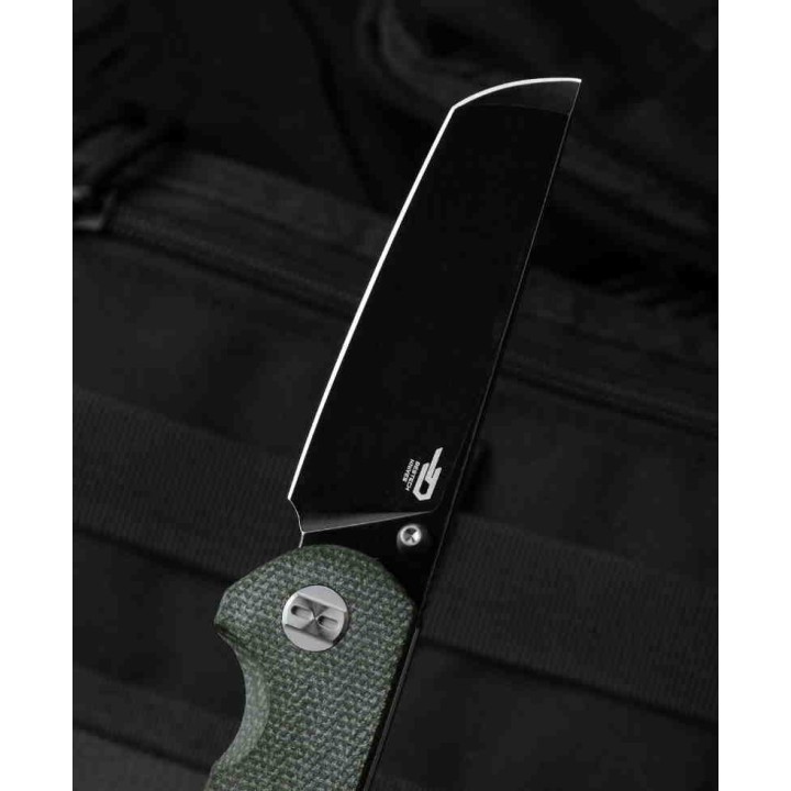Couteau Bestech Sledgehammer Green Lame Acier D2 Black Manche Micarta IKBS Linerlock Clip BTKG31B2 - Livraison Gratuite