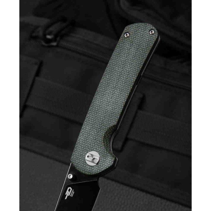 Couteau Bestech Sledgehammer Green Lame Acier D2 Black Manche Micarta IKBS Linerlock Clip BTKG31B2 - Livraison Gratuite