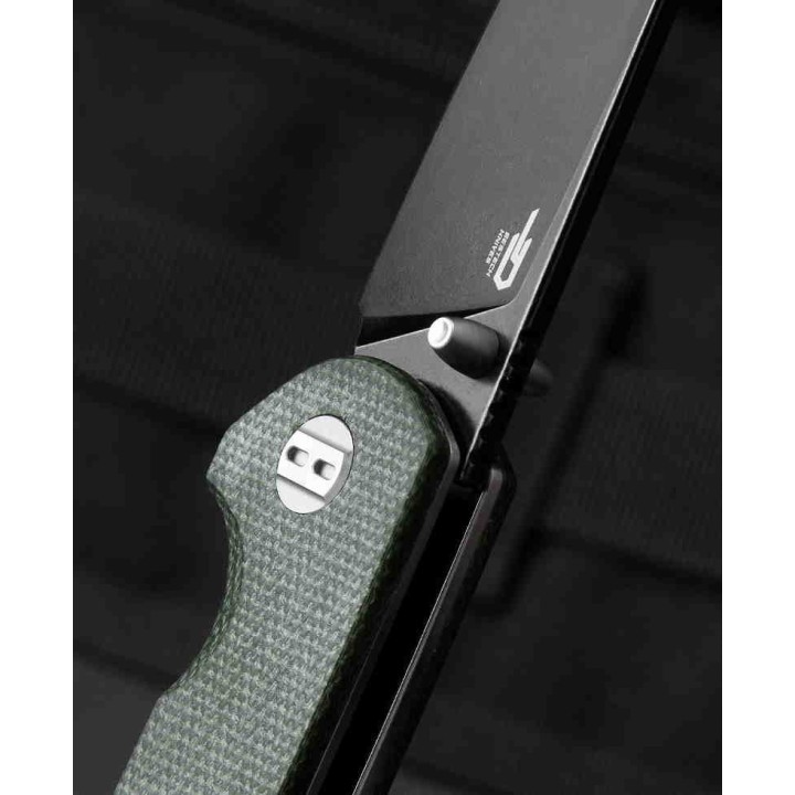 Couteau Bestech Sledgehammer Green Lame Acier D2 Black Manche Micarta IKBS Linerlock Clip BTKG31B2 - Livraison Gratuite