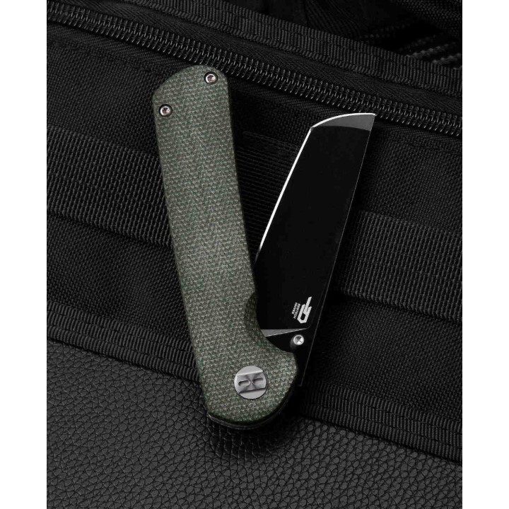 Couteau Bestech Sledgehammer Green Lame Acier D2 Black Manche Micarta IKBS Linerlock Clip BTKG31B2 - Livraison Gratuite