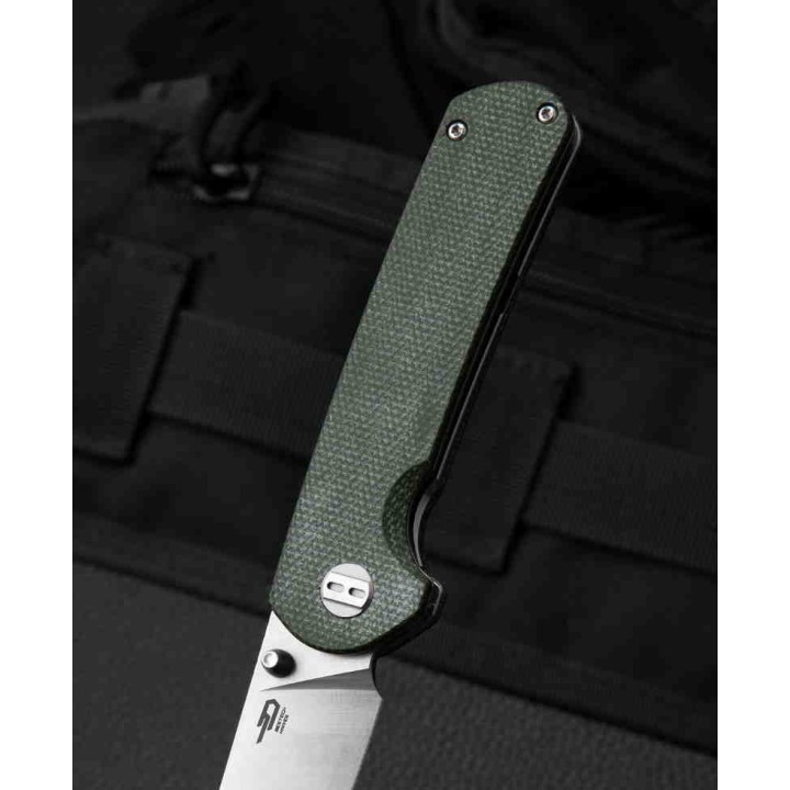 Couteau Bestech Sledgehammer Green Lame Acier D2 Manche Micarta IKBS Linerlock Clip BTKG31B1 - Livraison Gratuite