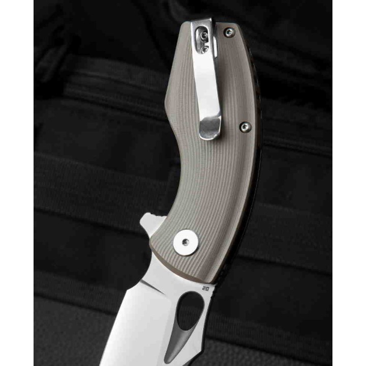 Couteau Bestech Lizard Beige Lame Acier D2 Satin Manche G10 IKBS Linerlock Clip BTKG39C - Livraison Gratuite