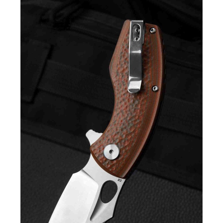 Couteau Bestech Lizard Green Orange Lame Acier D2 Satin Manche G10 IKBS Linerlock Clip BTKG39B - Livraison Gratuite