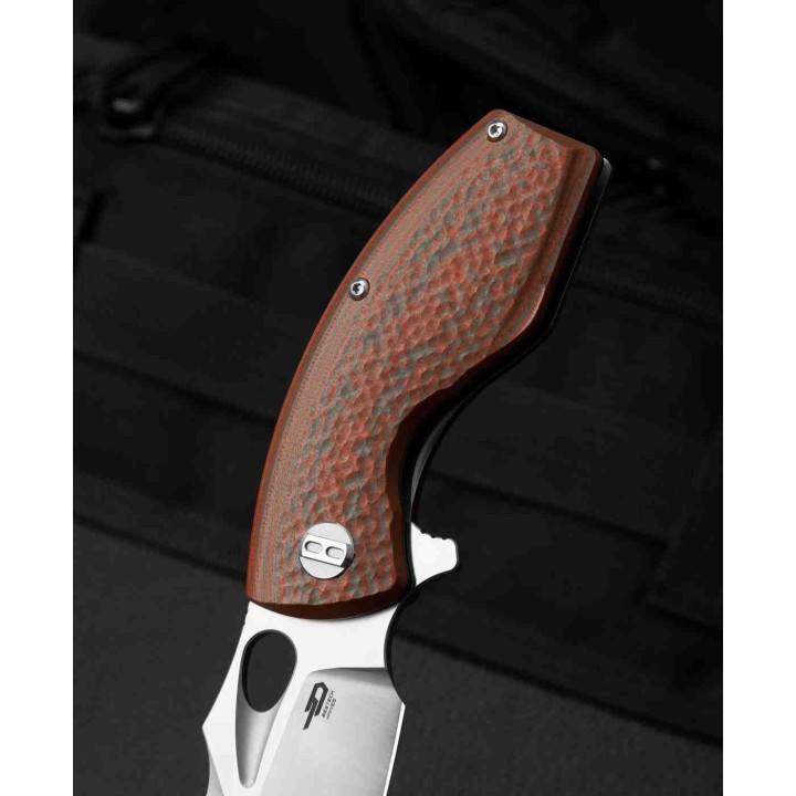Couteau Bestech Lizard Green Orange Lame Acier D2 Satin Manche G10 IKBS Linerlock Clip BTKG39B - Livraison Gratuite