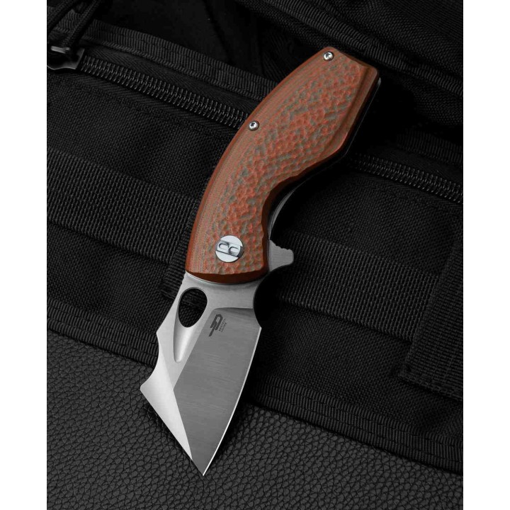 Couteau Bestech Lizard Green Orange Lame Acier D2 Satin Manche G10 IKBS Linerlock Clip BTKG39B - Livraison Gratuite