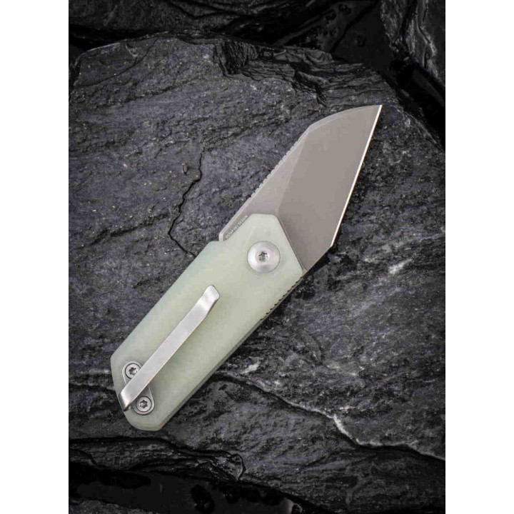 Couteau Civivi Ki-V Detent Lock Translucent Jade Lame Acier 9Cr18MoV Manche G10 IKBS Clip CIVC2108A - Livraison Gratuite