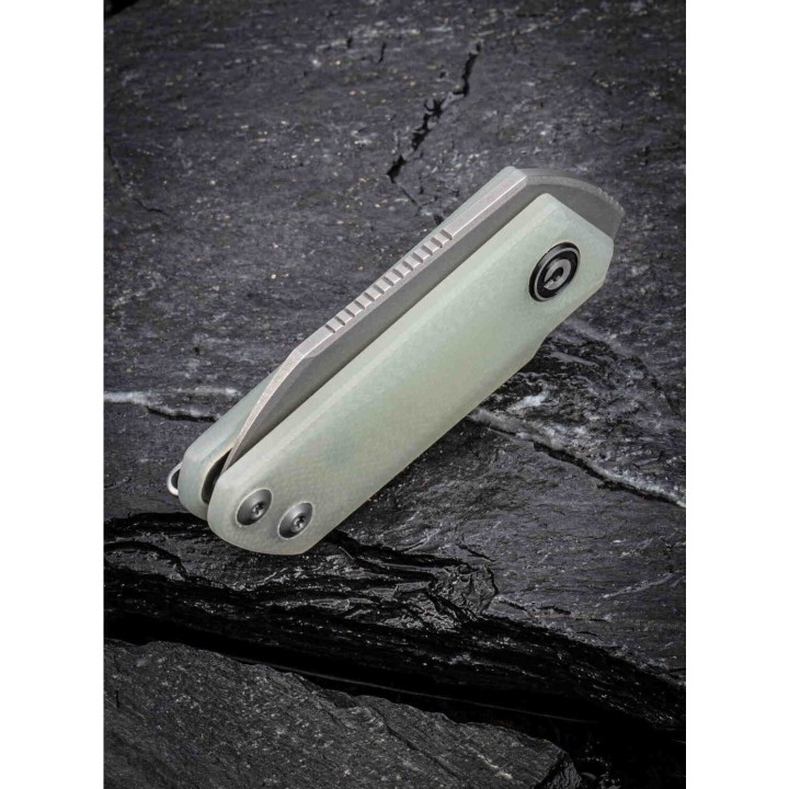Couteau Civivi Ki-V Detent Lock Translucent Jade Lame Acier 9Cr18MoV Manche G10 IKBS Clip CIVC2108A - Livraison Gratuite