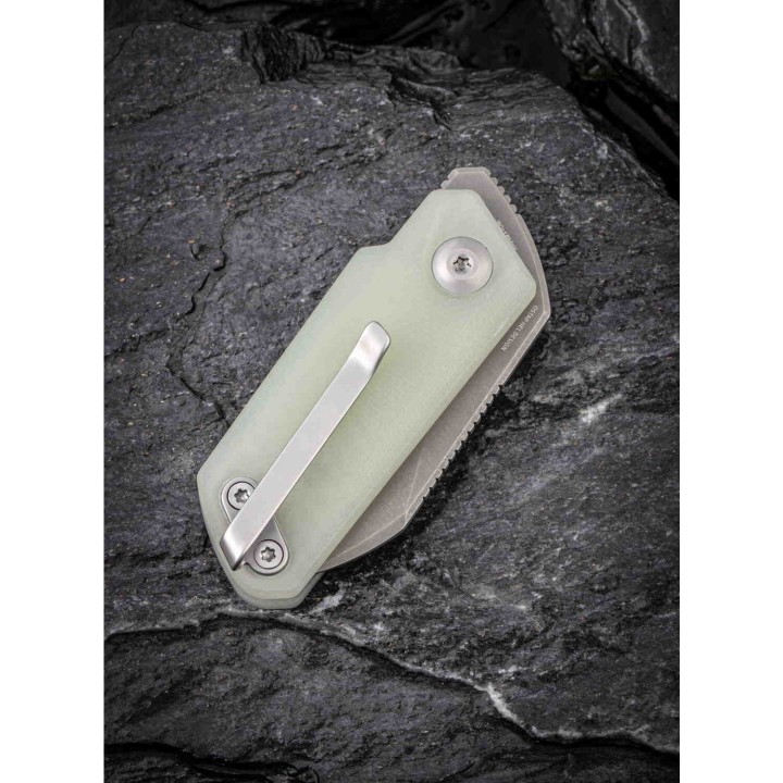Couteau Civivi Ki-V Detent Lock Translucent Jade Lame Acier 9Cr18MoV Manche G10 IKBS Clip CIVC2108A - Livraison Gratuite
