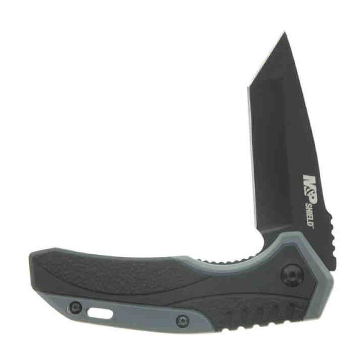 Couteau Smith&Wesson Shield A/O Lame Tanto 8Cr13MoV Manche Caoutchouc Linerlock Clip SW1139486 - Livraison Gratuite 