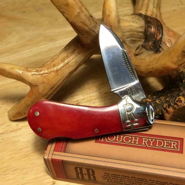 Couteau Canif Rough Rider Cub Red Bone Lame Acier 440 Manche Os Lockback RR2227 - Livraison Gratuite