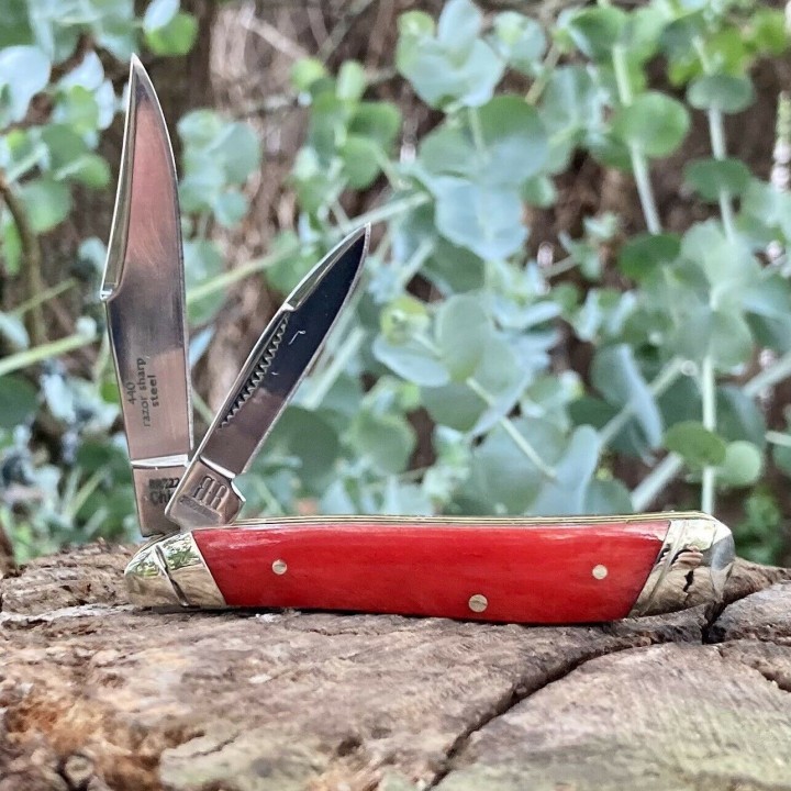 Couteau Canif Rough Rider Peanut Red Lame Acier 440 Manche Os RR2226 - Livraison Gratuite
