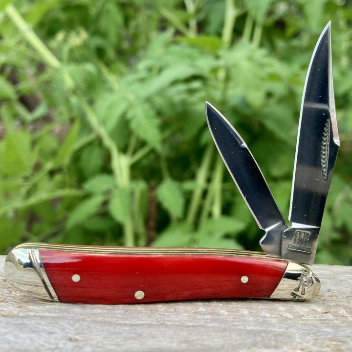 Couteau Canif Rough Rider Peanut Red Lame Acier 440 Manche Os RR2226 - Livraison Gratuite