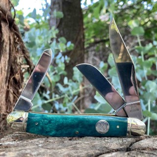 Couteau Rough Rider Stockman Blue Bone Manche Os Lames Acier 440 RR1954 - Livraison Gratuite