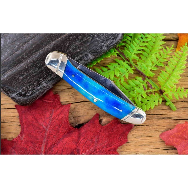 Couteau Rough Rider Copperhead Blue Bone Manche Os Lames Acier 440 RR2288 - Livraison Gratuite