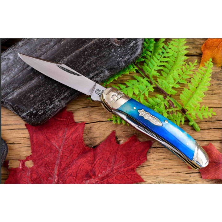 Couteau Rough Rider Copperhead Blue Bone Manche Os Lames Acier 440 RR2288 - Livraison Gratuite